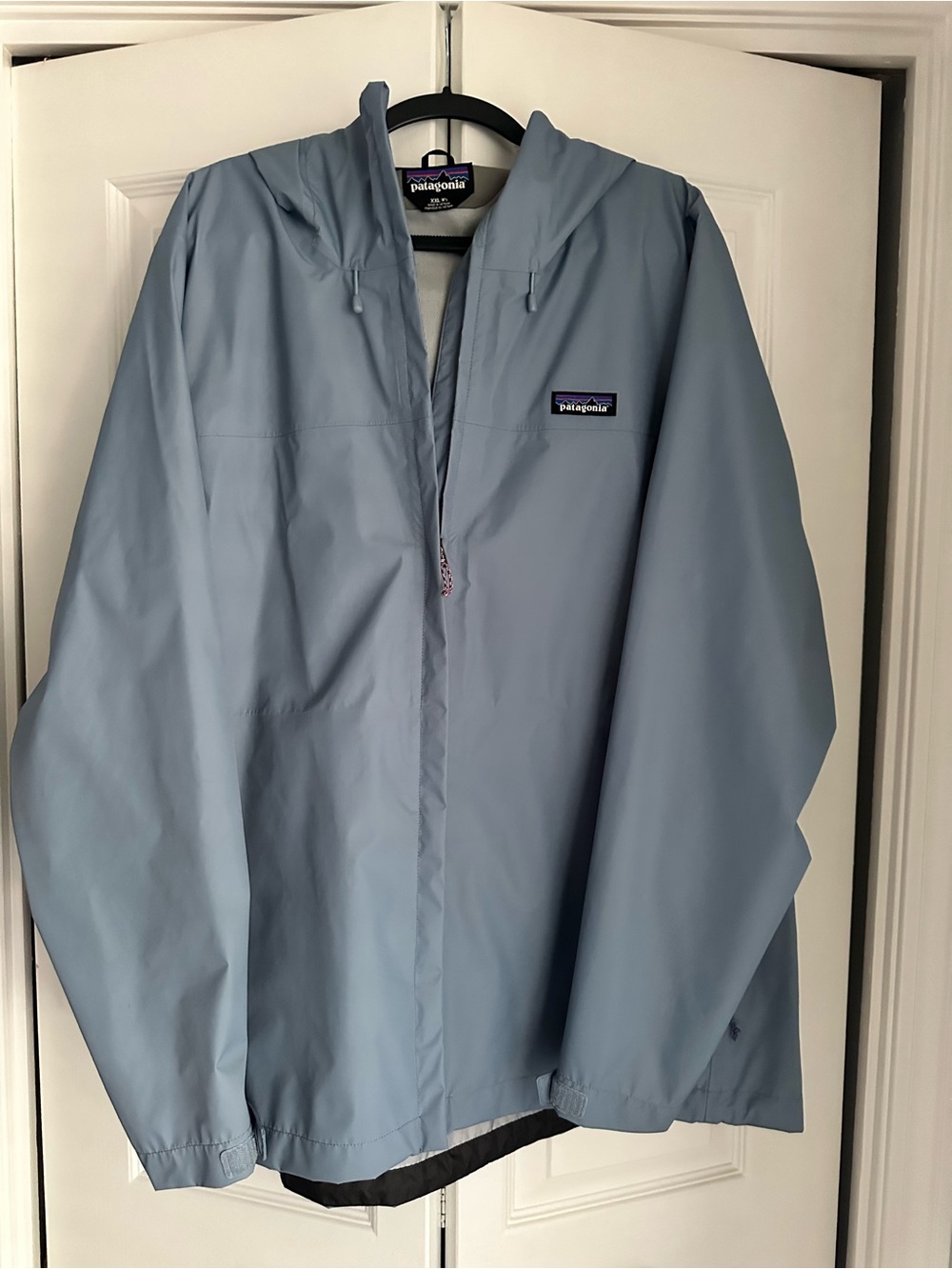 Patagonia Light Blue Hooded Windbreaker Jacket